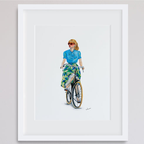"GIRL ON BIKE C1" ARCHIVAL GICLEE ART PRINT